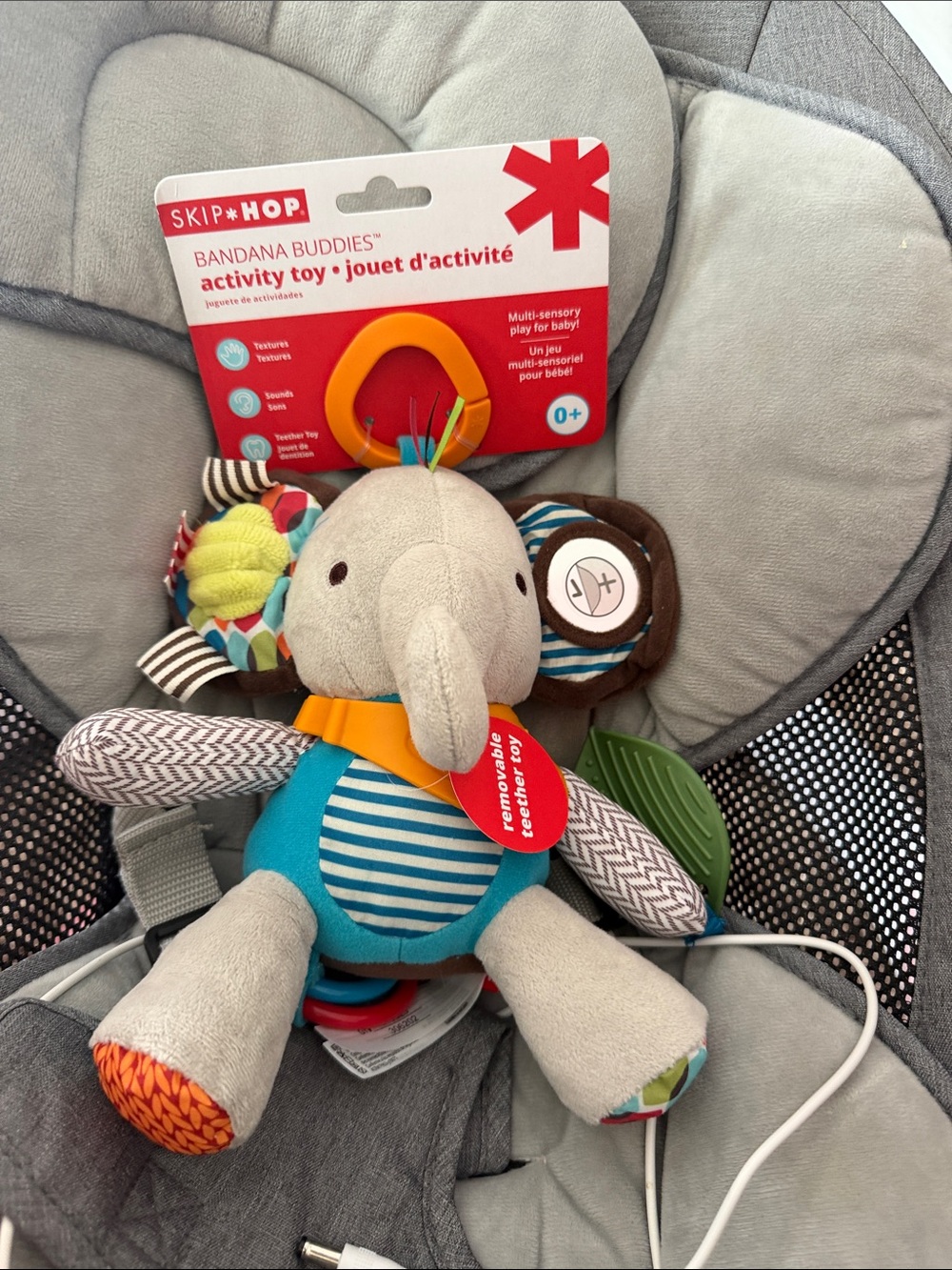 Skip Hop Teal & Gray Bandana Buddies Elephant Activity Toy